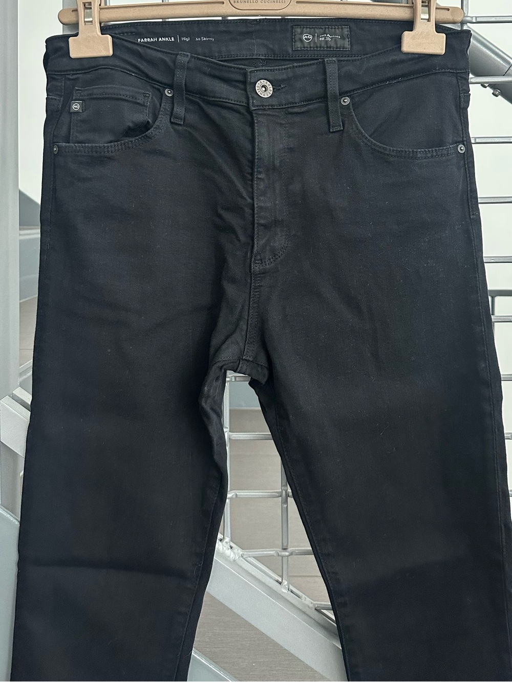 AG Adriano Goldschmied Women's Black Farrah Ankle High Rise Skinny Jeans Size 30